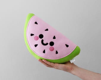 Pink Watermelon Plushie, Girls Nursery Decor, Bedroom Accessory, Gift for Foodie, Fruit Cushion