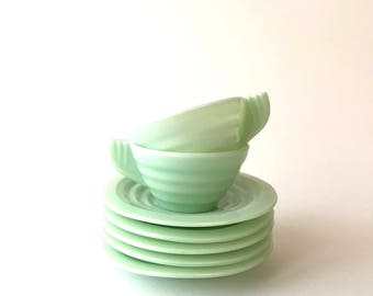 2 coffee cups and 2 saucers ' 20s ' 30 made in France-jaded