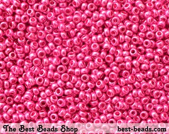 25g (1600pcs) Metallic Bright Pink Rocaille 9/0 (2.6mm) Preciosa Czech Glass Seed Beads