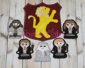 Harry Potter finger puppets and case embroidery design digital instant download