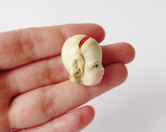 Handmade Doll Brooch Elise - Quirky Face Pin