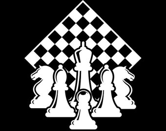 Chess Logo 6 Chessboard Pieces Setup Board Game Strategy