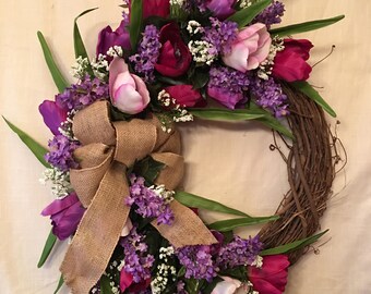 Spring Wreaths - Spring Wreaths for Front Door - Spring Door Wreaths - Lilac Wreaths - Summer Door Wreaths - Tulip Wreaths - Summer Wreaths