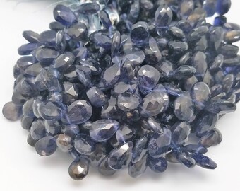 7 x 11mm Iolite Pear Briolettes, 8.5 inch