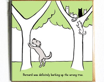 Image result for caricature barking up the wrong tree