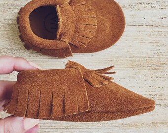 Leather Toddler Moccs Brown Baby Moccasins Brown Suede Baby Moccasins Leather Toddler Moccasins Baby Shoes Moccs Baby Moccs Moccasins