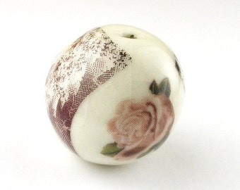 Round Ceramic Beads, Ceramic beads, Handmade Round Beads, Rose Beads, Fractal Beads, Iron Oxide Beads, Chunky Beads, White Beads