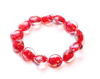 Bracelet with red Murano glass beads