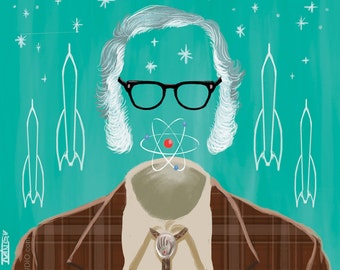 Isaac Asimov (signed prints) © Iván García