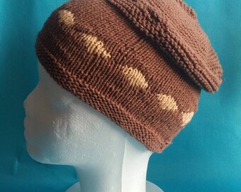 Adult Beanie taupe yellow diamond
