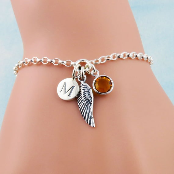 Personalized Angel Wing Bracelet Angels Bracelet Angel