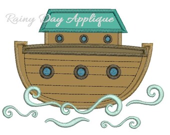 Noah's Ark Applique, Ark Design, Christian Embroidery, Cute Ark Applique, Noah's Ark Design, Christian Applique