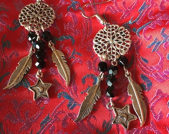 Earrings feather and Star