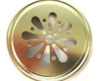 Gold Daisy Mason Jar Lid for Regular Mouth Mason Jars