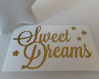 Sticker gently "SWEET DREAMS" and its stars - matte gold