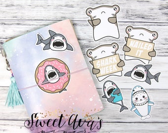 Shark Week Die Cuts - Shark Planner Die Cuts - Donut Die Cuts - Planner Accessories - Traveler's Notebook Accessories - Hammerhead Shark