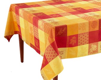 Lourmarin Jaune/Rouge French Jacquard Tablecloth