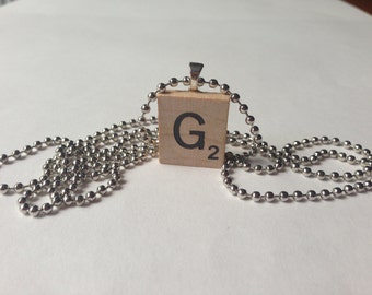 Scrabble Tile Alphabet Letter Necklace G