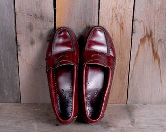 1980s Era Cole Haan Women's Red Cordovan Penny Loafers Preppy Style Size 6.5