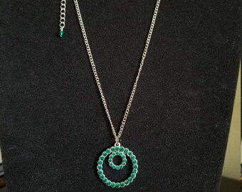 Emerald green necklace, sparkle, friendship, anniversary, pendant