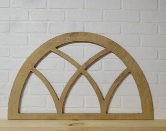 Half curved arched vintage window frame