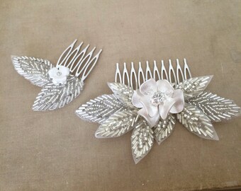 bridal headpiece flower, bridal headpiece floral,Bridal flower comb, wedding flower for hair,hair flower comb, wedding silver headpiece