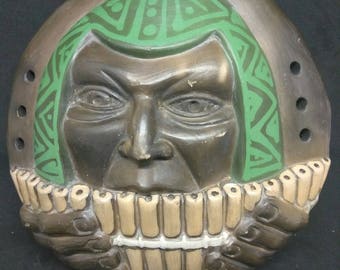 Large Handmade Zamponista Ocarina Clay Whistle with Face Made in Chile Africa