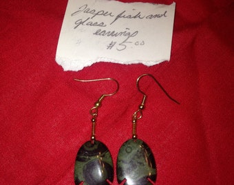 Green jasper fish earrings