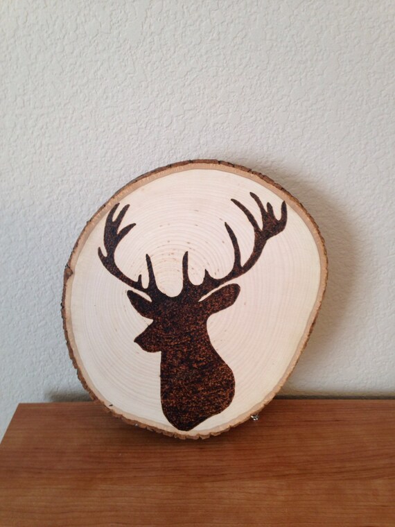 Wood burning art: deer head deer bust