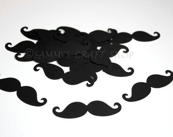 Mustache Baby Shower Decorations, Black Mustache Confetti, Oh Boy Baby Bash, Little Man Mustache First Birthday Party Supplies (50 Ct)
