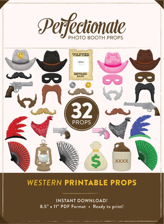 DIY Western Photo Booth Props 32 Printable Cowboy Props