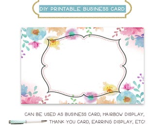 business card template watercolor business card instant