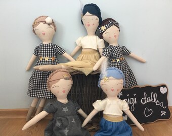 Fabric doll, designer doll, rag doll, heirloom doll, nursery decoration, gift, little girl gift, eco doll, birthday gift,baby girl gift