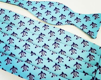 Sea Turtle Barry Beaux Original Cummerbund Sets (More Options Available) Wedding Gifts, Groomsmen Gifts, Wedding Accessories, Wedding Favor