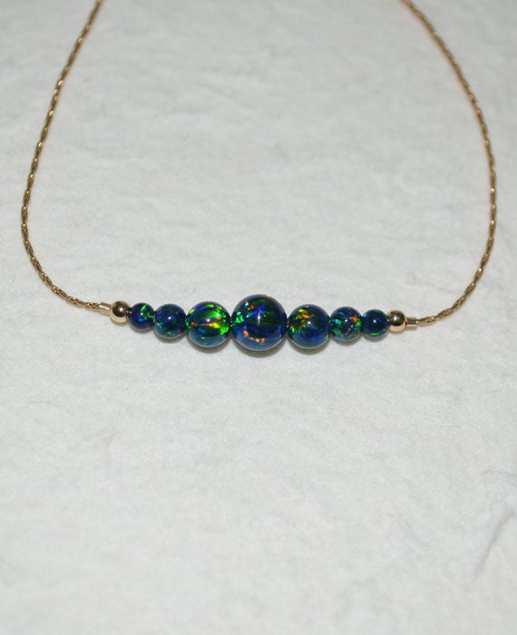 Opal Bracelet, Tiny Dot Bracelet, Small Opal Ball Gold Bracelet, blue opal charm, dainty opal beads horizontal bar bracelet, opal jewelry