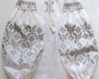 White blouse vyshyvanka "Ornament" of 100% linen Ukrainian vyshyvanka blouse Ukrainian clothing embroidered shirt boho blouse CutWork