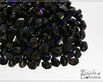 50 pcs Jet Azure Czech Glass Pinch Beads 5x3,5 mm (8544)