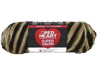 PLATOON, Red Heart Super Saver 5oz Brown variegated , 5oz acrylic yarn, Brown ombre yarn, Brown multi color worsted weight yarn, camo