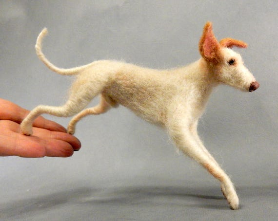 Custom dog replica Podenco needle felt dog miniature custom