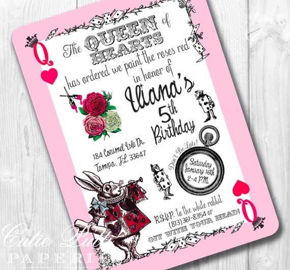 queen of hearts party invitations printable custom