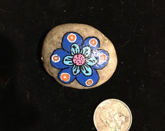 Flower painted rock