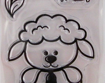 Hot Off The Press "Lamb" Silicone-Based Clear Stamps, 3 Clear Acrylic Silicone Scrapbooking Stamps 3.5"x2.25"