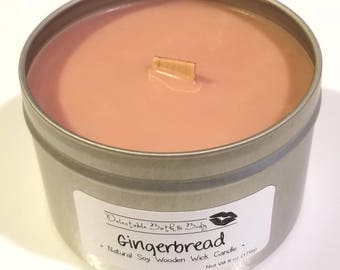 Gingerbread Natural Soy Wooden Wick Candle - 6 oz