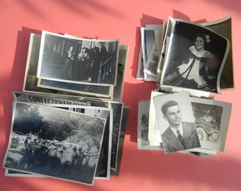 Lot Of 50 Vintage Black White Snapshots Photographs: Portraits People Land City 1930s - 1950s - #25
