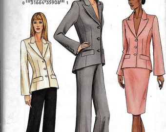 Vogue 7673 Semi-fit Jacket W/Shaped Hem, Skirt & Pants Sewing Pattern Plus Size 18, 20, 22 UNCUT