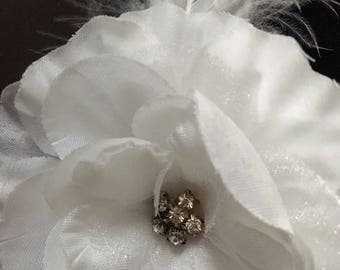 White and Black Feathered Headband