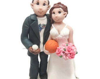 Custom wedding cake topper, Coach wedding cake topper, bride and groom cake topper, Mr and Mrs cake topper, personalized cake topper