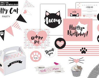 Kitty Cat Birthday Party Printable Package