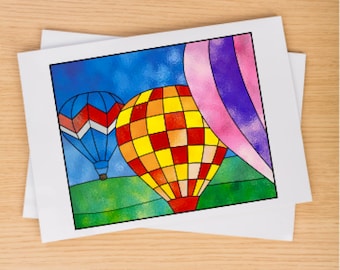 Hot Air Balloon Suncatcher Stained Glass Pattern PDF Digital Download