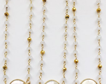 Freshwater Pearl on Moonstone & Pyrite Chain